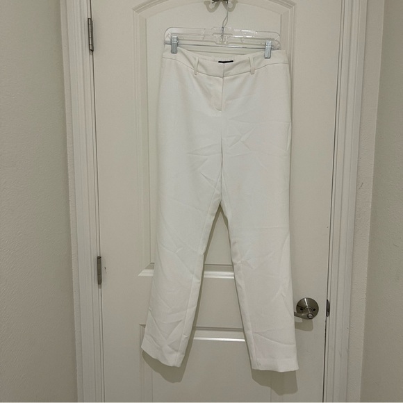 T TAHARI High Rise Straight Leg White Trousers with Belt Loops Size 8 - Picture 1 of 11
